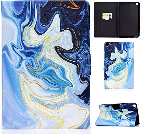 Succtop Coque Galaxy Tab A 8 2019 Case Housse en Cuir PU Portefeuille Flip Stand Etui Tablette pour Samsung Galaxy Tab A 2019 8 Pouces SM-T290/SM-T295 Marbre Bleu