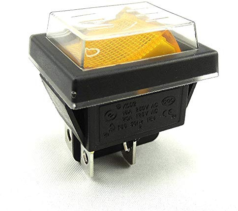 Wippschalter mit Wasserdichte Abdeckung (4 Pin) EIN-AUS 250V 16A Geräteschalter beleuchtet Gelb (2)