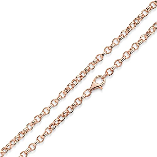 Materia Pea Chain Rose Gold 4 mm - 925 Sterling Silver Women's Necklace Oval Gold-Plated 40-70 cm Rose-Gold
