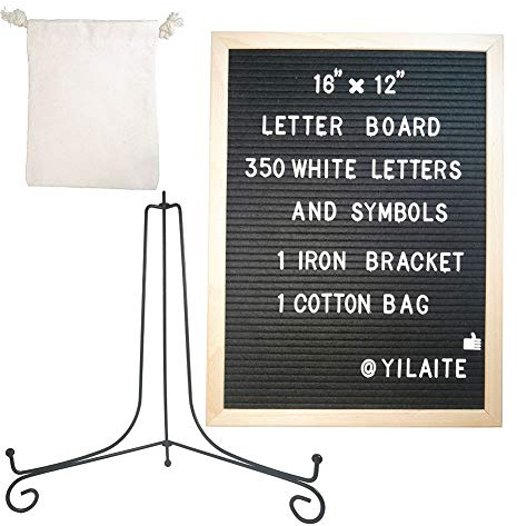 YILAITE Panneau à Lettres en Feutre, Panneau à Lettres en Feutre 12 × 16 Pouces, Cadre en Bois, Babillard Bricolage, mémo, Menu, Notification, Tableau de Notes de Cuisine (Noir)