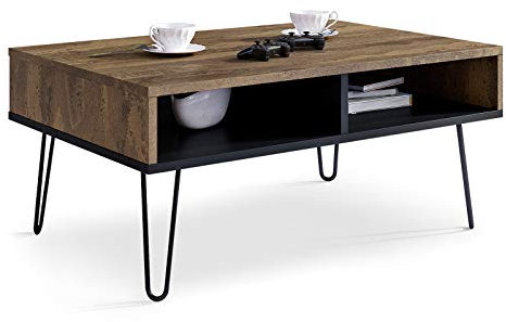 Couchtisch Industrial Style, Rustikales - Schwarz Industriesofa Beistelltisch, Modernes Möbelstück, Coffee Table für das Wohnzimmer, Moderner Wohnzimmertisch, 90x60x40cm (Rustikales - Schwarz)