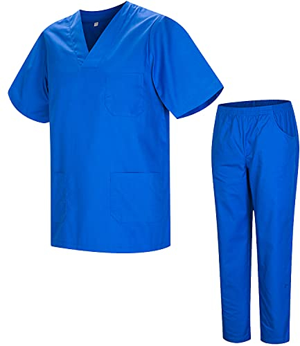MISEMIYA Unisex Uniforms Scrub Bz-817-8312 Arbeitsbekleidung-Set, Königsblau 21, XL (2er Pack)