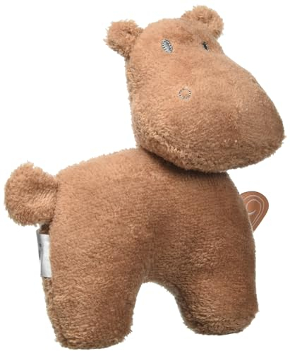 Nattou Kuscheltier-Rassel aus Baumwolle und Polyester (Frottee), Nilpferd Susie, Mit Rassel, Ca. 18 cm, Susie und Bonnie, Braun