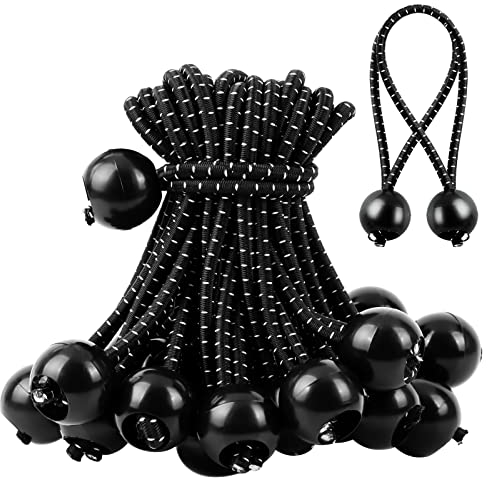 KissDate 35Pcs Ball Bungee Cords,Elastic Bungee Cord Tarp Bungee Cords with Balls 4 inch Tarpaulin Ties Down Elastic Rope Tent Banners Gazebo Canopy Bungees Cords