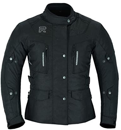 RS Motorradjacke für Damen, Textil, Winter, wasserdicht, mit CE-Protektoren, Schwarz , 50
