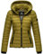 Navahoo Damen Steppjacke XS-XXL leichte Übergangsjacke mit abnehmbarer Kapuze, wasserabweisend, taillierter Schnitt B650 (XS,Moosgrün)