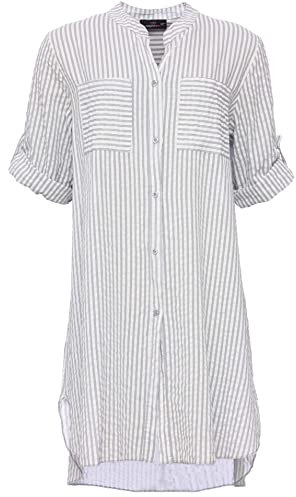 Zwillingsherz Longbluse im Streifen Muster – Hochwertiges Sommerkleid für Damen Frauen - Abendkleid Freizeitkleid Strandkleid - Locker luftige Tunika - Perfekt für Frühling Sommer Herbst