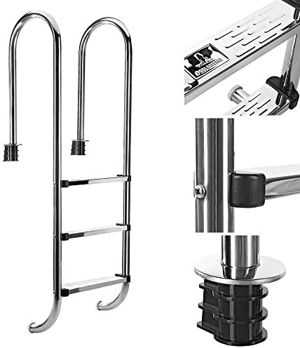 Bc-elec - Escalera de piscina PL003 con 3 peldaños de acero inoxidable 304SS, 158 cm, escalera de piscina con 3 peldaños.