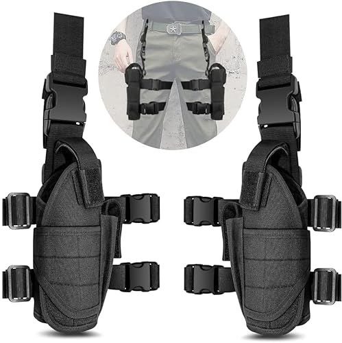 KEENZO Tactical Universal Leg Holster- Left Hand & Right Hand Adjustable Universal Drop Puttee Leg Thigh Holster Pouch Holder for Halloween Costume Cosplay,CS Activities,outdoor Sport