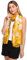 Trillion London® Seidenschal | Langer Schal für Damen | leichte Damen-Schals | Schal Wraps | geeignet für den Alltag, Senf-Blumenmuster, Large