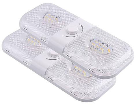 ANYPOWK Lumières LED 12 Volts pour Camping-Car avec Interrupteur Marche/Arrêt, 3 Températures de Couleur, 10W, 1000Lm, Éclairage Intérieur pour RV, Fourgon, Remorque, Bateau - Lot de 2