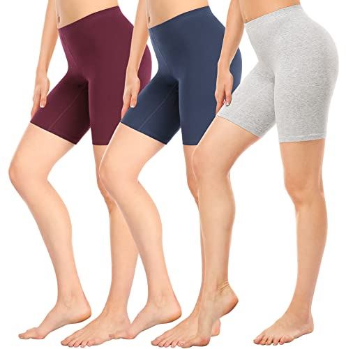 Radlerhose Damen Kurz Shorts Unter Kleid Leggings Unterziehhose Damen Lange Unterhosen Unterwäsche Baumwolle Größe S-4XL (WineRed 3XL)