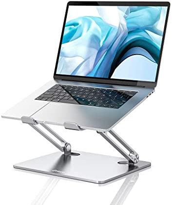 GOKEDA Laptop Stand, Ergonomic Metallic Adjustable Laptop Riser, Portable Computer Stand for Desk Compatible for MacBook Pro/Air, Lenovo, Samsung, Acer, And Laptops & Tablets Up To 15 Inches