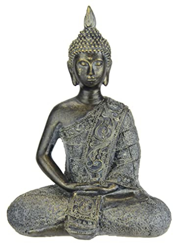 Buddha Figur meditierend sitzend Statue Figuren Skulptur Büste Statue Ornament Buddhafigur Feng Shui Dekoration Garten Terrassen Balkon Deko Buddha-Statue Wohnaccessoire Buddha-Skulptur Garten-Figur