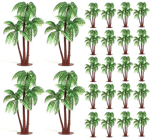 Gyufise 10 Pieces Plastic Green Palm Tree Coconuts Cupcake Toppers Miniature Palm Tree Figurines Cake Toppers Decorations for Micro Aquarium Garden Plant Landscape Birthday Party Supplies