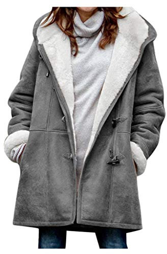 Sweat A Capuche Femme Oversize Manteau Femme Hiver Chaud Coupe Vent Couleur Unie Manches Longues Grande Taille Manteau épais Hoodie Femme Automne Hiver Veste Femme Chic Et Elegant Boutonné Pullover