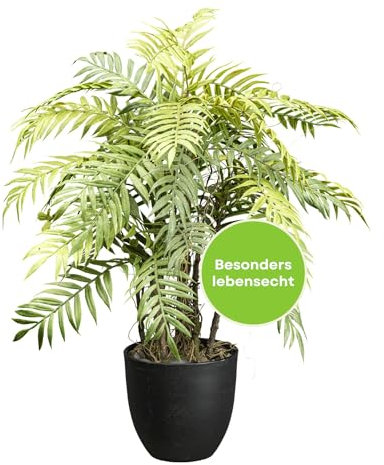 CREATIV green künstlicher Farn-Busch 60cm I Deko Pflanze mit naturgetreuen Blättern & Steinen I künstlicher Farn wie echt im Kunststoff-Topf I Deko Pflanzen künstlich ideal als Indoor Dekoration