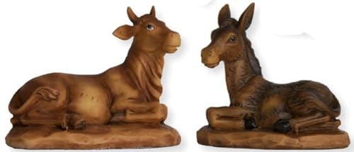 FADEDA 2X Ochs und Esel/Höhe:30 cm/handbemalt/detailgetreue Krippen Figuren - Weihnachten Tisch Dekoration Krippe Zubehör