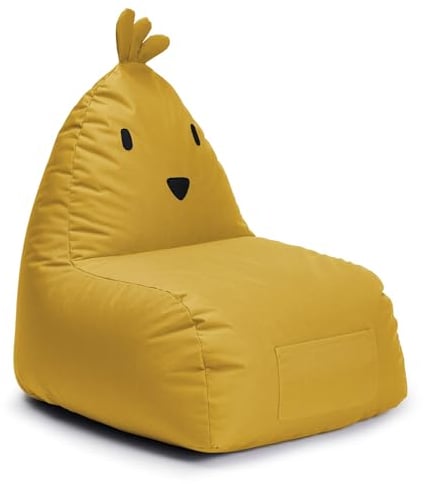 Lumaland Kindersitzsack Chicken | Sitzsack Tier Familie für Kinder | Wasserabweisender Bean Bag für Indoor & Outdoor | Pflegeleichtes Material | 80 x 75 x 75 cm & 3,1 kg leicht [Gelb]