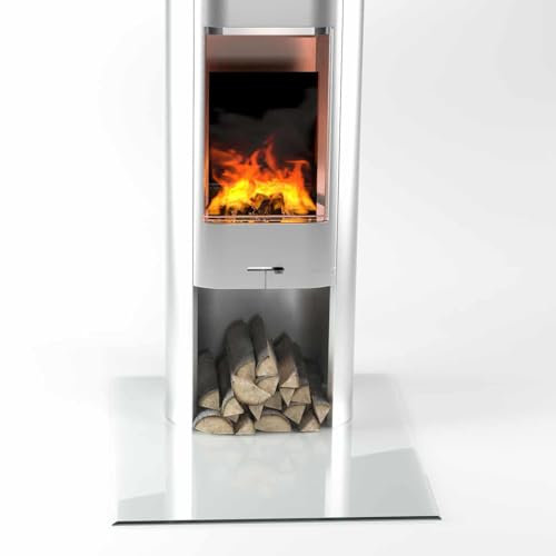 Glasplatte24 Funkenschutzplatte Rechteck für Kaminofen mit Dichtlippe, Glasplatte mit 18mm Facette, Glasbodenplatte Hitzeschutz mit ESG Sicherheitsglas, 120 x 100 cm, Stärke 8mm