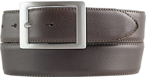 BELTINGER Hochwertiger Jeansgürtel aus Vollrindleder mit Doppel-Schließe 4,0 cm | Bombierter Ledergürtel Herren 40mm | Jeans-Gürtel made in Italy | Braun 85cm