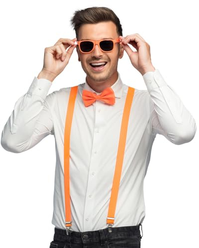 Boland - Kostümset 3-teilig, Zubehör Set mit Hosenträger, Brille und Fliege, für Festival, JGA, Karneval und Mottoparty