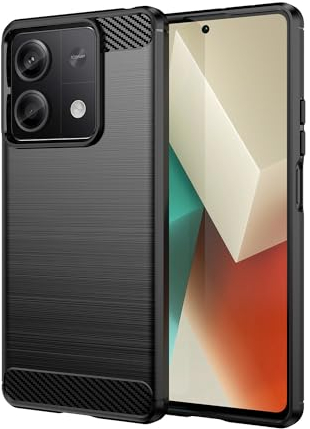 Wookfiss Hülle für Xiaomi Redmi Note 13 5G Kohlefaser Material Design Silikon TPU Flexible Stoßfeste Schutzhülle Kompatibel mit Redmi Note 13 5G