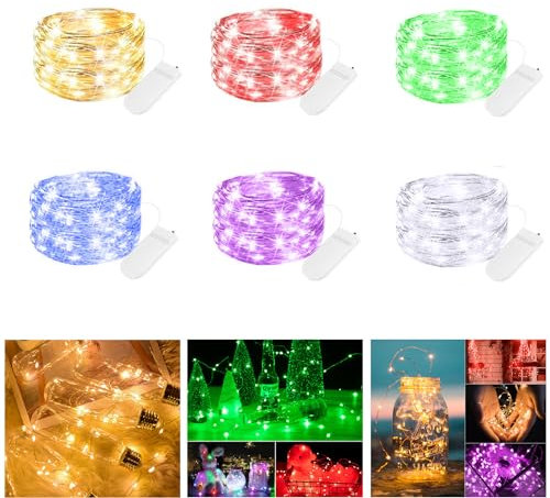 Brightown LED Mini Lichterkette mit Batterie, 6x20er Micro Lichterkette außen Batterie, 2M DIY kleine Lichterketten Wasserdicht für Party Hochzeit Weihnachten Beleuchtung Deko,Farbe