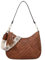 VASCHY Sac Bandoulière Femme, Petit Sac à Main Femme Bandoulière en Cuir PU Chevron Matelassé Croissant Élégant Sacs Portés Épaule sous le Bras avec 2 Bretelles Amovibles Marron