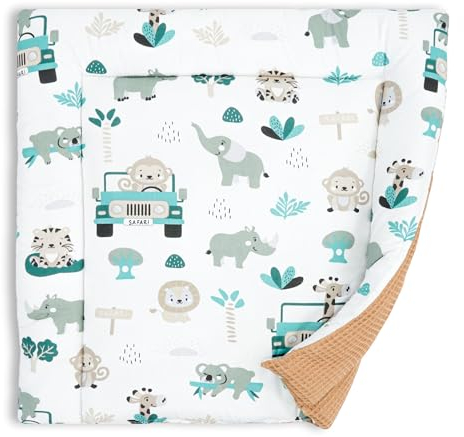 Wickelauflage für Babys 75x72 cm - Weiche Baumwolle, Abwaschbar - Wickelkommode & Wickeltischauflage Braun Afrika