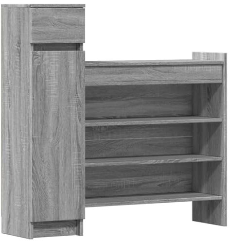 vidaXL Schuhschrank, Schuhablage mit Schublade 2 Fächer 4 Ablagen, Schuhregal für 10 Paar Schuhe, Schuhkommode, Modern, Grau Sonoma Holzwerkstoff