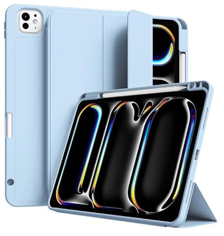 ZKTUYU Funda para iPad Pro de 11 pulgadas (2022/2021/2020/2018) con soporte para bolígrafo, cubierta trasera flexible de TPU, compatible con lápiz de segunda generación, compatible con ID táctil