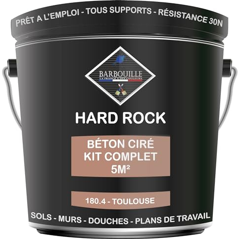 Béton Ciré Rose Kit 5m² finit - HARD ROCK - 2 couches de 5m² -Prêt à l'Emploi- Imperméable - Adhérence sur Tout Support -Intérieur et Extérieur- Instructions incluses - 180-4 - TOULOUSE - BARBOUILLE