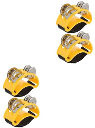 BESTonZON 4 Stück Zweireihige Fußglocke Fußglocken Fuß Tamburine Musikinstrument Musik Erleuchtung Fußtamburine Fuß Rüttelnde Glocke Instrument Erwachsene Begleitfußglocke Edelstahl