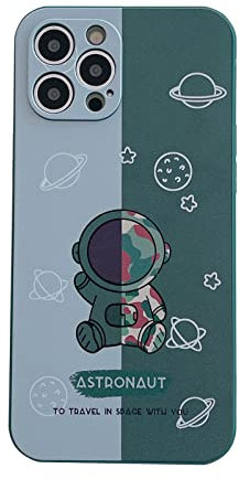 Yonds Queen for iPhone 16 Pro Max Cute Case, Cartoon Cool Astronaut Space Planet Moon Design Stylish Bumper TPU Protective Anti-Slip Shockproof Fashion Case(Green Planet, iPhone 16 Pro Max)