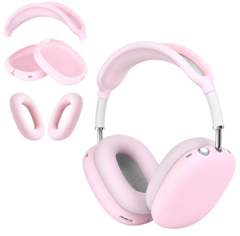 3 in 1 Silicone Case Cover for AirPods Max Headphones, Anti-Scratch Ear Pad Case Cover/Ear Cups Cover/Headband Cover for AirPods Max (pink)