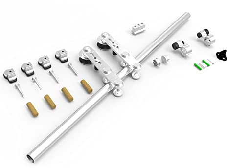 Tsmst 4ft-8ft Edelstahl-Schiebetür-Tür-Hardware-Kit 122cm-240cm-Schienensystem Industrial Track T/y/l Rolle(L Roller,8FT 240cm)