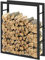 Laneetal Soporte para Leña, 100x80x25cm, Estante para Leña de Chimenea, Leñero Interior y Exterior de Metal, Estanteria de Almacenamiento de Madera, Negro