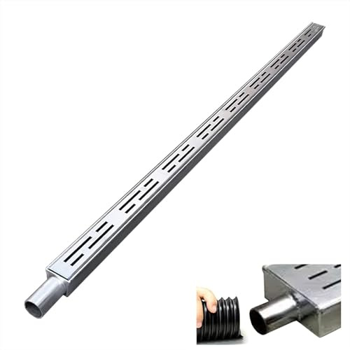 Entwässerungsrinne Schmaler Rinnenabflussgraben für Den Außenbereich mit Endkappen/Auslass, 1,4 Zoll/2 Zoll/4 Zoll Schmaler Abflusskanal-Abflusssatz mit Metallgitter, Brunnen-Abwassergrabenrinne(3x3.5