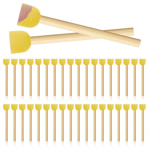 JIYIN 40 Stück Schwammpinsel Set, Schwammstupf Pinsel Runde Schwammpinsel zum Malen Schaumstoffpinsel Malschwamm Tupfpinsel Stupfpinsel für Kinderkritzel Aquarell Malerei Basteln
