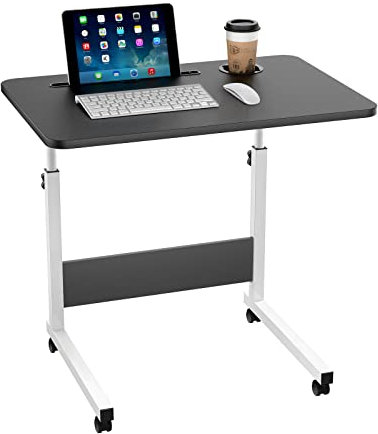 EXSELTMAN Scrivania Piccola, Scrivania per Computer, Scrivania da Ufficio con Ruote, 60x40x62-85 cm, Scrivania da Ufficio, Piccola Scrivania, Adatto per Ufficio, Camera da Letto, Divano