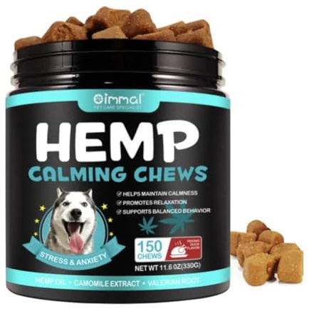 Szymoney Improved Hemp Calming Chews for Dogs, 150 Count, Stress and Anxiety Relief, with Chamomile and Valerian Root, 330g (Duck)