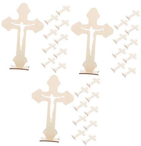 PRETYZOOM 3 Sätze Kreuzverzierung Hausdekorationen Wohnzimmer Ästhetische Raumdekoration Geburtstagsgeschenk Taufgeschenk Dekoratives Holzkreuz Tischkreuz Zum Basteln Khaki 10 Stück * 3