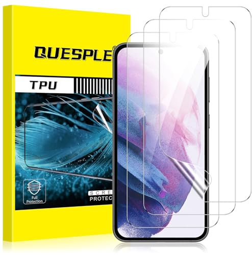 QUESPLE [3 Stück] Schutzfolie für Samsung Galaxy S21 5G TPU Folie, Anti-Kratzen, HD Klar Blasenfreie Weich Samsung S21 Display Schutz, Fingerabdruck-ID Unterstützen