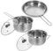 HOMOBABE 1 Juego juego de cocina de tres piezas utensilios de cocina de cocina cocinando bote de stock cepillado y con olla multifuncional olla de sopa acero inoxidable 410
