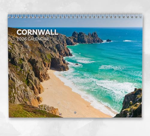 Cornwall Kalender 2026 - Monatlicher Wandkalender mit Notizen, hängend im A4-Format, inklusive Schlüsseldaten & Feiertagen