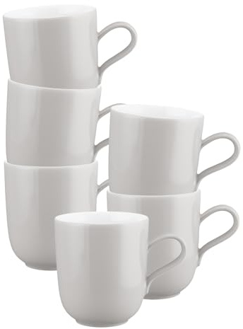 Seltmann Weiden Liberty Pure Colors New Grey Henkelbecher 6er Set, 400 ml, Farbige Kaffeebecher, Mix-&-Match-Geschirr, Spülmaschinen- und Mikrowellenfest, Porzellan, Grau