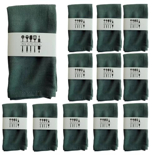 Stoffservietten Tinte grün, 12er Pack 40x40 cm Servietten Hochzeit, Tischdekoration Servietten Geburtstag, Leinenservietten Wiederverwendbare Feiern Abendessen Cafe Restaurant
