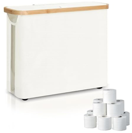 Toilettenpapier Aufbewahrung, Klorollenaufbewahrung, WC Papier Aufbewahrung mit Deckel Sichtfenster, Klorollen Organizer, Toilet Paper Storage, Klopapier Aufbewahrung für 8-12 Rollen Klopapier (Beige)
