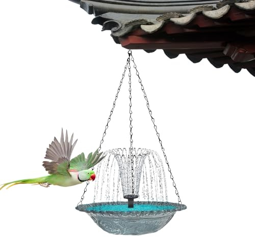 Abreuvoir solaire pour oiseaux, bol suspendu, fontaine à oiseaux, à énergie solaire, avec pompe à eau intégrée, pour terrasse, balcon, jardin, cour et